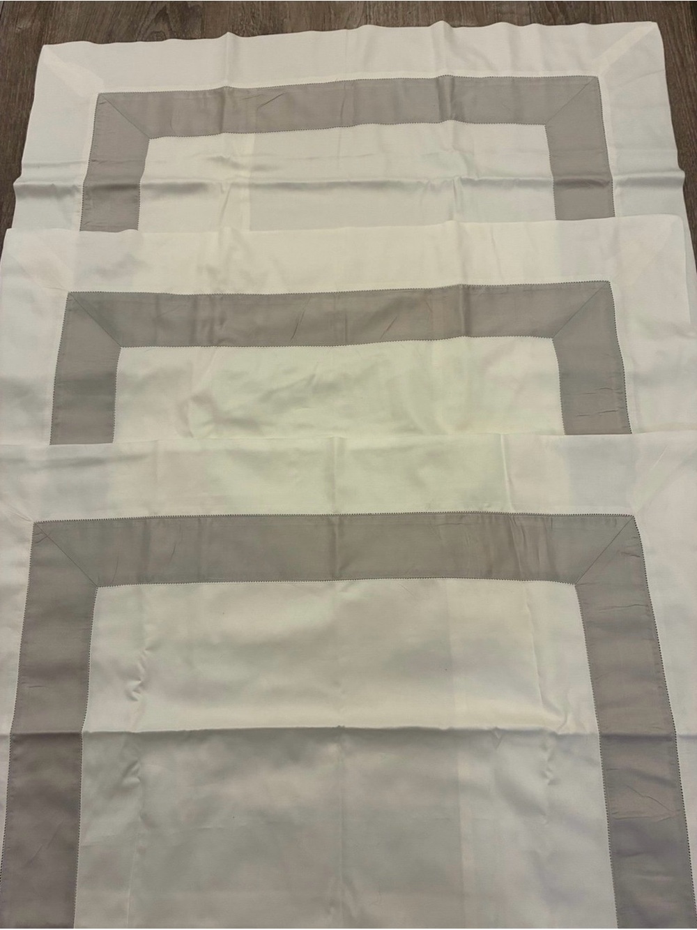 FRETTE Luxury Bold Border Euro Pillow Shams in Grey Set of 3